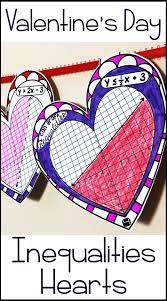Inequalities Hearts Math Pennant For Valentine S Day Math Pennant Fun Algebra Activities Math Valentines