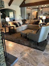 Rustic Lake House With Traditional Accents Travertine Floors Throughout With Lots Of Travertine Floors Living Room Living Room Decor Rustic Home Living Room