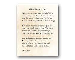 W B Yeats When You Are Old Poetry Art Print William Butler Etsy Old Poetry Poetry Art Quotes About Motherhood