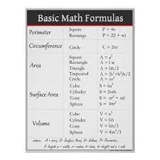 Basic Math Formulas Poster Zazzle Com Basic Math Math Formulas Math Methods
