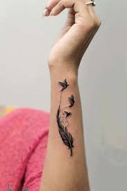 Brilliant Wrist Tattoos For Girls All Designs Feather With Birds Tattoo Feather Tattoo Feather Tattoos