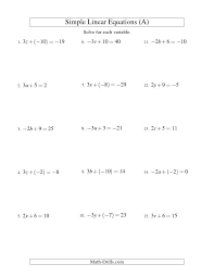 Solving Linear Equations Including Negative Values Form Ax B C All Math Drills My New Solving Linear Equations Linear Equations Algebra Worksheets