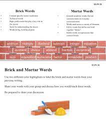 Siop Math Brick And Mortar Word Brick Works Words Lesson