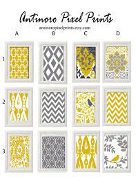 Wall Art Yellow Grey Ikat Damask Modern Inspired Pictures Pick Any 3 Any Color 8x10 Prints Unframed Grey Wall Art Wall Art Prints Inspiring Art Prints