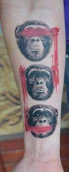 Drei Weise Affen Er Sieht Nicht Er Hort Nicht Er Spricht Nicht Sinn Tattoos Affen Drei Hort Nicht Sieht Monkey Tattoos Trash Polka Evil Tattoo