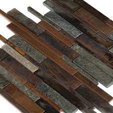 Copper Canyon Ii Metallic Mosaic Floor Decor Rustic Kitchen Backsplash Rustic Backsplash Rustic Kitchen Design