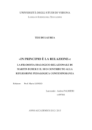 Universita Degli Studi Di Verona Laurea In Scienze Dell Educazione Tesi Di Laurea In Principio E La Relazione Tesionline