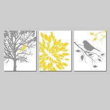 Yellow Gray Bathroom Decor Ideas Yellow Gray Wall Art Etsy In 2021 Nature Canvas Art Grey Wall Art Nature Wall Art
