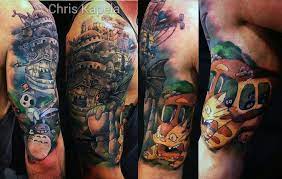 My Studio Ghibli Half Sleeve Totoro Howlsmovingcastle Kodama Catbus Laputa Ghibli Studioghibli Tattoo Anime Nghệ Thuật Anime Nghệ Thuật