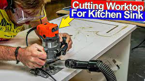 cutting a worktop for a kitchen sink