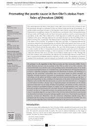 Pdf Promoting The Poetic Cause In Ben Okri S Stokus From Tales Of Freedom 2009
