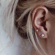 Small Earring Set Of Three Studs Eco Friendly Sterling Silver Earings Piercings Cute Ear Piercings Cute Piercings