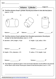 Volume Of A Cylinder Printable Worksheets Solving Word Problems Volume Of A Cylinder Math Classroom