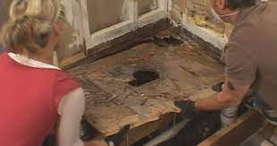 Before finish flooring is installed on top of a plywood subfloor, you must waterproof the subfloor, especially in a bathroom. How To Lay A Subfloor Diy Remodel Mobile Home Repair Bathroom Repair