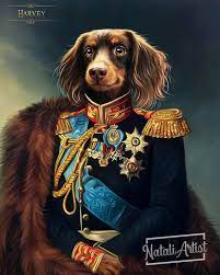 Custom handmade pet portraits painted from your photos. Custom Pet Portrait Royal Pet Portrait Vintage Pet Etsy