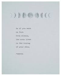 Pablo Neruda Poetry Art Print Moon Quote Poster Wall Decor As If You Were On Fire From Within Neruda Poem Love Poem Gift For Her Quote Posters Moon Quotes Words