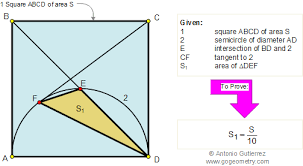 Geometry Problem 112 Area Of Square And Triangle Semicircle Diameter Diagonal Teaching High School Geometry Problems Math Geometry Questions