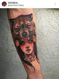 Wolf Girl Neo Traditional Tattoo Wolf Girl Tattoos Trendy Tattoos Neo Traditional Tattoo