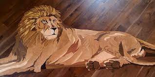 Life Size Lion Wood Flooring Inlay Design Woodfloor Woodfloormedallion Wood Woodworking Woodfloordesig Wood Floor Design Floor Medallion Parquet Design