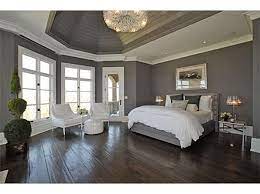 White And Grey With The Dark Wood Floor Oooo Mansion Master Bedroom Bing Images Again I Would Do Wh Home Bedroom Gray Master Bedroom Bedroom Paint Design