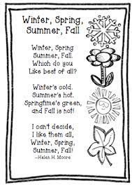Freebie Friday Poem Winter Spring Summer Fall Preschool Poems Kids Poems English Poems For Kids