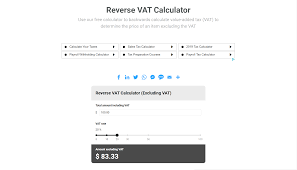 Reverse Vat Calculator Value Added Tax Calculator Free Online Tools
