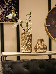 Ceramic Plating Geometric Pattern Vase Gold Vase Home Decoration Ornaments In 2020 Gold Vases Vases Decor Decor