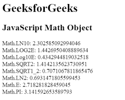 Javascript Math Object Geeksforgeeks