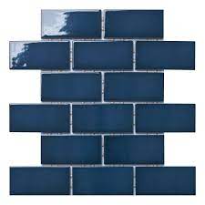 La Belle Antique Blue Polished Ceramic Mosaic In 2020 Blue Glass Tile Blue Kitchen Tiles Blue Tile Backsplash
