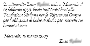 Esempio Di Testamento Olografo