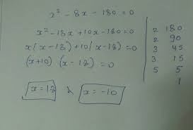 Solve X2 8x 180 0 By Completing The Square Method Math Quadratic Equations 13993243 Meritnation Com
