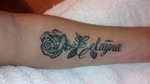 Rose Name Stem Tattoos For Daughters Rose Tattoo With Name Rose Tattoo On Arm