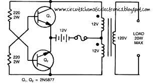 Simple Inverter Circuit From 12 V Up To 120v Electronic Circuit Projects Electronics Circuit Electronics Projects For Beginners