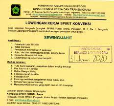 Pancoran mas, depok kotahari ini. Disnakertrans Lowongan Kerja Di Spirit Konveksi Pengasih