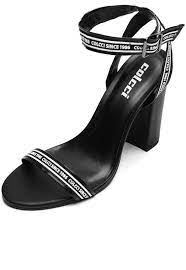 Sandalia Colcci Logo Preta Colcci Sapatos Salto Sandalia