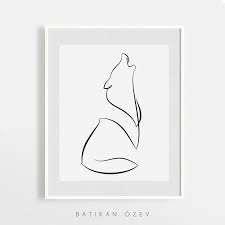 Art De Ligne De Loup Impression De Loup Figure De Loup Decoration Murale Animale Imprimable Abstract Wolf Simple Wolf Tattoo Geometric Wolf Tattoo
