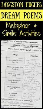 Langston Hughes Dreams And Harlem Dream Deferred Poem Activities Analyze Imagery Metaphors And Si Poem Activities Literature Lessons Poetry Analysis
