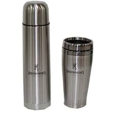 Amazon Com Browning 75 Liter Thermos And 45 Liter Mug Set Silver Kitchen Dining Mugs Mugs Set Best Travel Coffee Mug