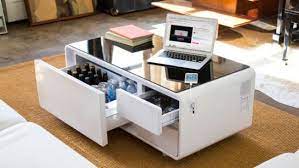 Http High Tech Coffee Table Hides A Beer Fridge And A Huge Bluetooth Speaker Cool Coffee Tables Coffee Table Design Smart Table