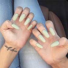 See more ideas about nails, acrylic nails, nail designs. Amazon Com Barode Matte Fake Nails Fashion Full Cover Acrylic Coffin False Nails Punk Party Prom Clip On Nail For Women And Girls 24pcs Light Green Beauty