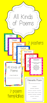 All Kinds Of Poems Haiku Cinquain Free Verse Acrostic Diamante And More Elementary Writing Elementary Writing Lessons Poetry Lessons
