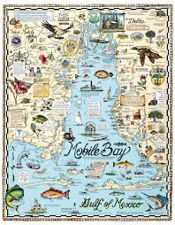 Mobile Bay Map By Melissa Smith Map Mobilebay Fairhope Alabama Fairhope Mobile Alabama
