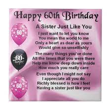 Sister Poem 60th Birthday Tile Zazzle Com Au Sister Poems 60th Birthday Quotes 60th Birthday Poems
