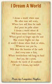 Langston Hughes I Dream A World English Love Poems Poetry Famous Langston Hughes Poems