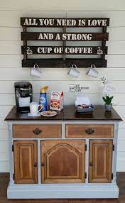 Repurposed Buffet Into A Coffee Bar Diy Coffee Bar Diy Coffee Station Coffee Bar Home