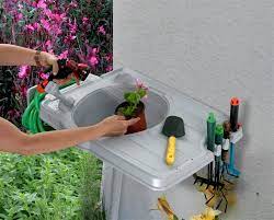 maze outdoor sink, bench and hose hook