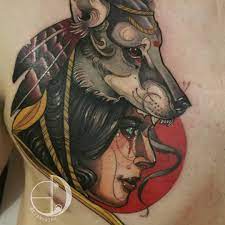 Lady Wolf Ink Tattoos Neotrad Colourtattoo Lady Wolf Headdress Art T Traditional Tattoo Woman Traditional Tattoo Woman Face Small Feminine Tattoos