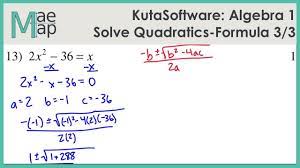 Kutasoftware Algebra 1 Using Quadratic Formula Part 3 Youtube