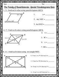Quadrilaterals The Family Of Quadrilaterals Special Parallelograms Quiz Quadrilaterals Parallelogram Teaching Geometry