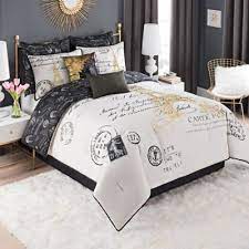 Update Your Sleep Space In Modern Comfort With The Stunning Paris Reversible Comforter Set Boasting A Chic Parisian Paris Bedding Comforter Sets Gold Bedroom